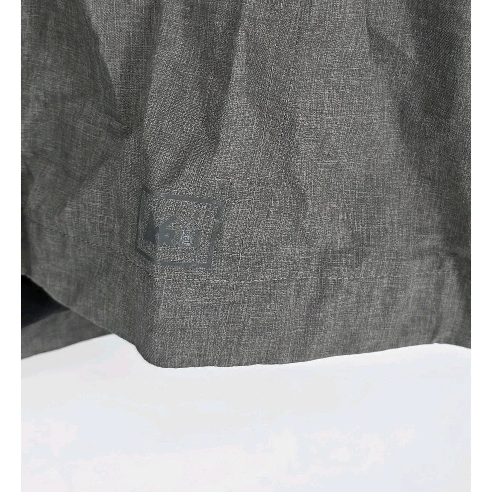 REI Co-op Hooded Rain Jacket Coat Removable Hood Water Repellent Gray Womens Med